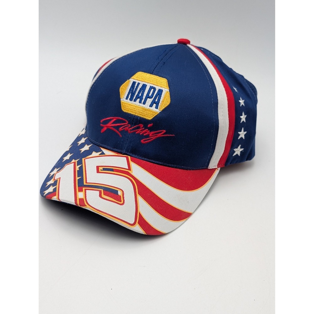 NAPA Racing Hat OSFM Blue Red White #15 American Flag Patriotic NASCAR